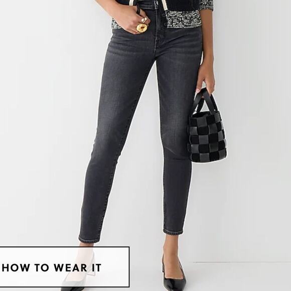 J. Crew High-Rise Toothpick Jeans in Charcoal Wash, Size 25 - Picture 7 of 9